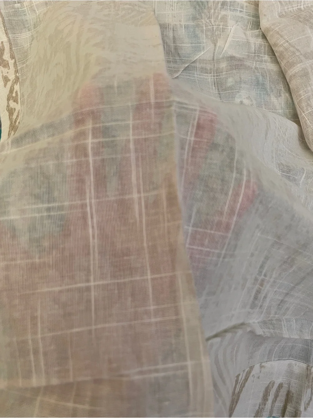 New West Elm Sheer light blue Medallion Curtain - Set of 2